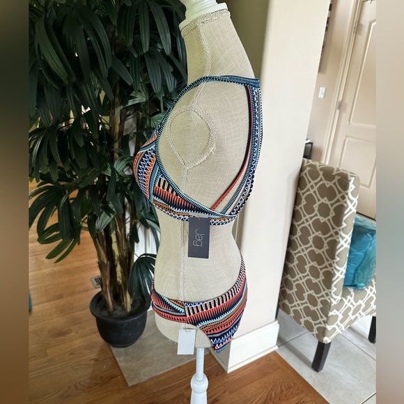 💚💙❤️NWT Jag Tribal Essence Navy Boho Print Strappy Bikini Set Size Large💚💙❤️ - Picture 3 of 15